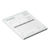 ロゴ付き基本的な白いブルー小規模企業の請求書 ノートパッド (アングル)