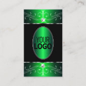 ロゴ付き抜群の黒華美緑オーナメント 名刺 (正面)