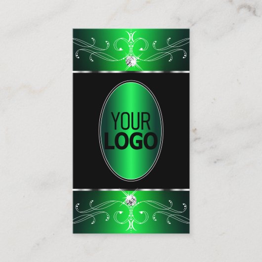 ロゴ付き抜群の黒華美緑オーナメント 名刺 (正面)