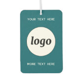 ロゴ付き文字ビジネス促進ティール（緑がかった色）緑 カーエアーフレッシュナー (正面)