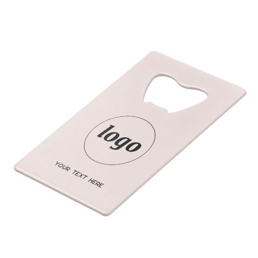 ロゴ付き文字QRコードビジネス赤面ピンク クレジットカード栓抜き (正面アングル)