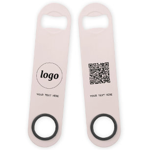 ロゴ付き文字QRコードビジネス赤面ピンク スピード栓抜き