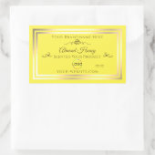 ロゴ付き明るい黄色の製品ラベル金ゴールドフレーム 長方形シール (バッグ)