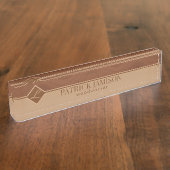 ロゴ付き木製デザイン デスクネームプレート (側面)