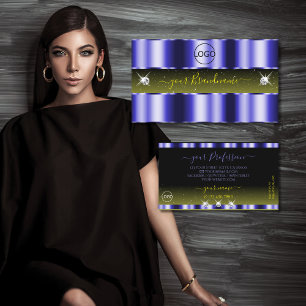 ロゴ付き派手なブルーイエローブラックスパークルジュエリー 名刺