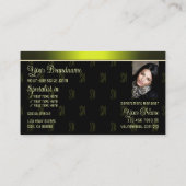 ロゴ付き派手な黒い黄色とモノグラム 名刺 (裏面)