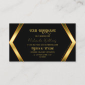 ロゴ付き派手な黒と輝くゴールデンエレガント 名刺 (裏面)