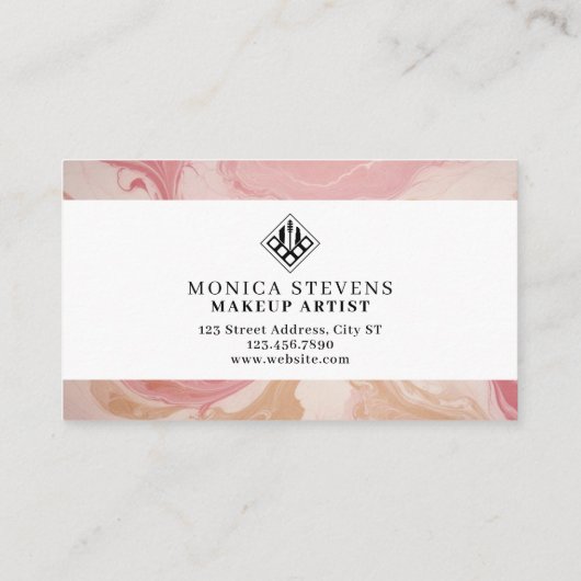 ロゴ付き液体ピンクフェイクの大理石のテクスチャ 名刺 (裏面)