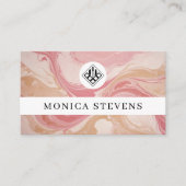 ロゴ付き液体ピンクフェイクの大理石のテクスチャ 名刺 (正面)