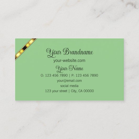 ロゴ付き淡い黄色とセージ緑プロフェッショナル 名刺 (裏面)