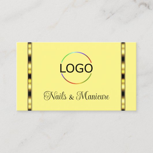 ロゴ付き淡い黄色とセージ緑プロフェッショナル 名刺 (正面)