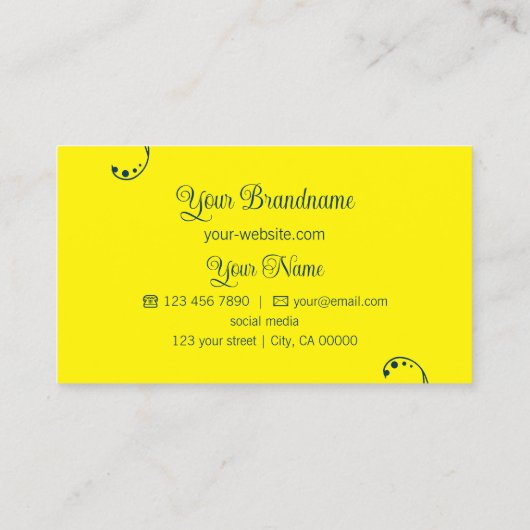 ロゴ付き濃い青と黄色の装飾品華美 名刺 (裏面)