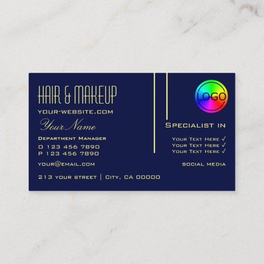 ロゴ付き無地ダークインディゴブルーシックプロフェッショナル 名刺 (裏面)