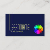 ロゴ付き無地ダークインディゴブルーシックプロフェッショナル 名刺 (正面)