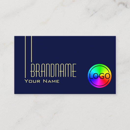 ロゴ付き無地ダークインディゴブルーシックプロフェッショナル 名刺 (正面)