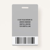 ロゴ付き病院グレー医療ID バッジ (裏面)