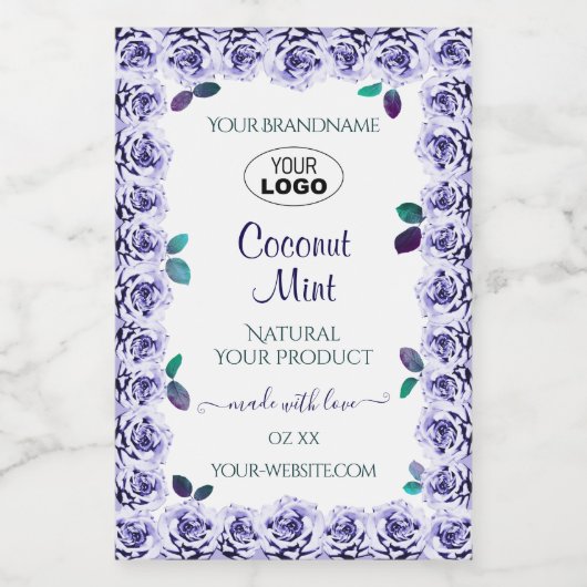 ロゴ付き白いバララベルのライトブルー製品 フードラベル (シングルラベル)