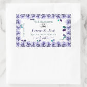 ロゴ付き白いバララベルのライトブルー製品 長方形シール (バッグ)