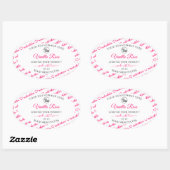 ロゴ付き白およびピンクのワードクラウド製品ラベル 楕円形シール (シート)