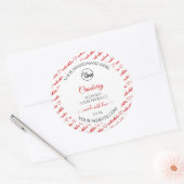 ロゴ付き白および赤のワードクラウド製品ラベル ラウンドシール (封筒)