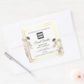 ロゴ付き白および金ゴールド製品パッケージングラベル スクエアシール (封筒)