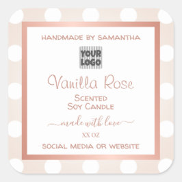 ロゴ付き白とピンクの製品の包装ラベル スクエアシール