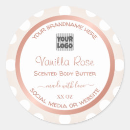 ロゴ付き白とピンクの製品の包装ラベル ラウンドシール