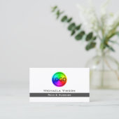 ロゴ付き白と濃い灰色のプロフェッショナル 名刺 (スタンド正面)