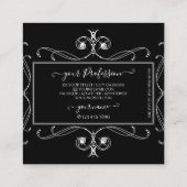 ロゴ付き白黒の輝く宝石オーナメント スクエア名刺 (裏面)