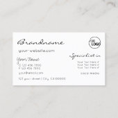 ロゴ付き白黒グリッタースタースタイリッシュ 名刺 (裏面)