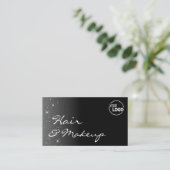 ロゴ付き白黒グリッタースタースタイリッシュ 名刺 (スタンド正面)