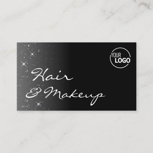 ロゴ付き白黒グリッタースタースタイリッシュ 名刺 (正面)