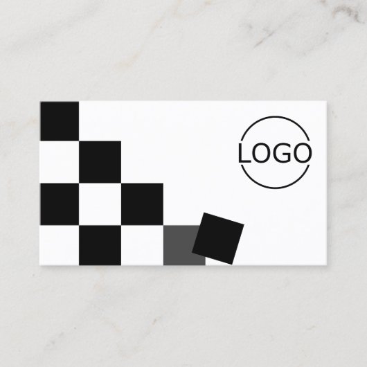 ロゴ付き白黒モダンチェスボカッコいいード 名刺 (正面)