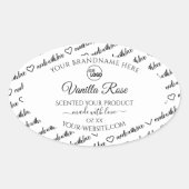 ロゴ付き白黒ワードクラウド製品ラベル 楕円形シール (正面)