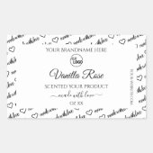 ロゴ付き白黒ワードクラウド製品ラベル 長方形シール (正面)