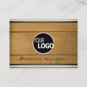 ロゴ付き素朴天然木目木板 名刺 (正面)