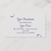 ロゴ付き紫とライトグレーの装飾華美 名刺 (裏面)