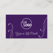 ロゴ付き紫とライトグレーの装飾華美 名刺 (正面)