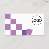 ロゴ付き紫と白モダンのチェス盤 名刺 (正面)