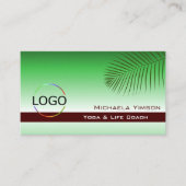 ロゴ付き緑のグラデーションのパームリーフプロフェッショナル 名刺 (正面)