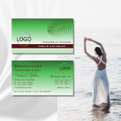 ロゴ付き緑のグラデーションのパームリーフプロフェッショナル 名刺