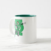 ロゴ付き緑のランタン ツートーンマグカップ (正面左)