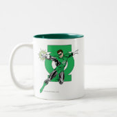 ロゴ付き緑のランタン ツートーンマグカップ (左)