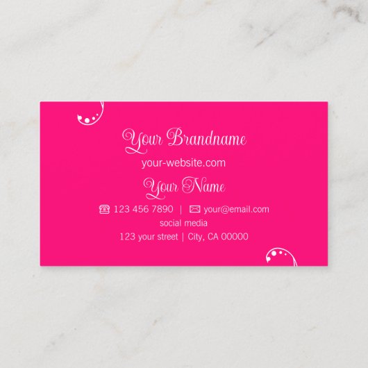 ロゴ付き美しい白とピンクの装飾華美 名刺 (裏面)