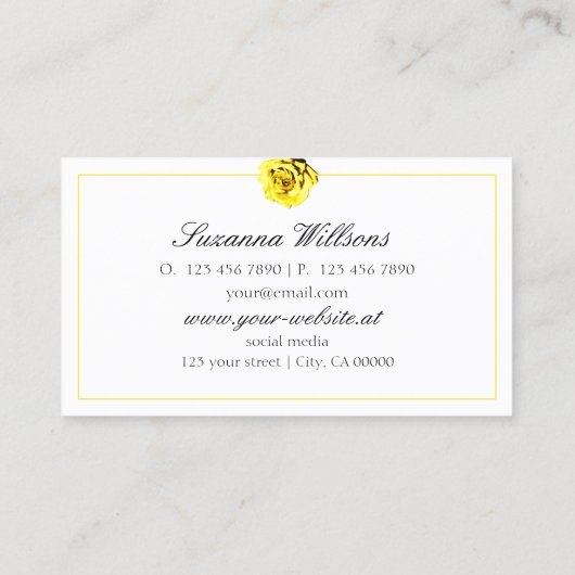 ロゴ付き美しい黄色のバラシンプル色 名刺 (裏面)