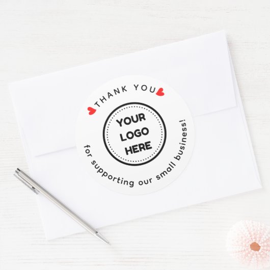 ロゴ付き自家製ウェルカムステッカーありがとう ラウンドシール (封筒)