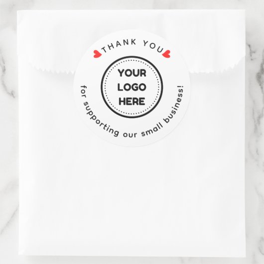 ロゴ付き自家製ウェルカムステッカーありがとう ラウンドシール (バッグ)