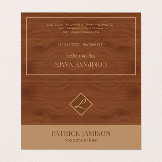 ロゴ付き茶色の木結び 名刺 (外部フラット)
