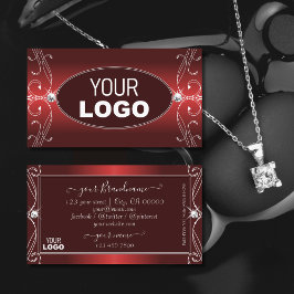 ロゴ付き華美きらめくラグジュアリー赤ダイヤモンド 名刺