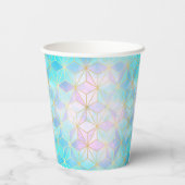 ロゴ付き虹色ガラス幾何学模様 紙コップ (裏面)